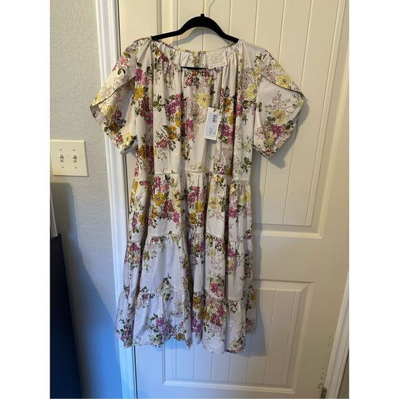 NWT Johnny Was Magnolia Tiered Floral Short SleeveMini Dress Medium L35223-1 - Picture 2 of 9
